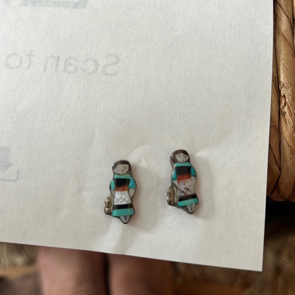 Kachina doll earrings, genuine